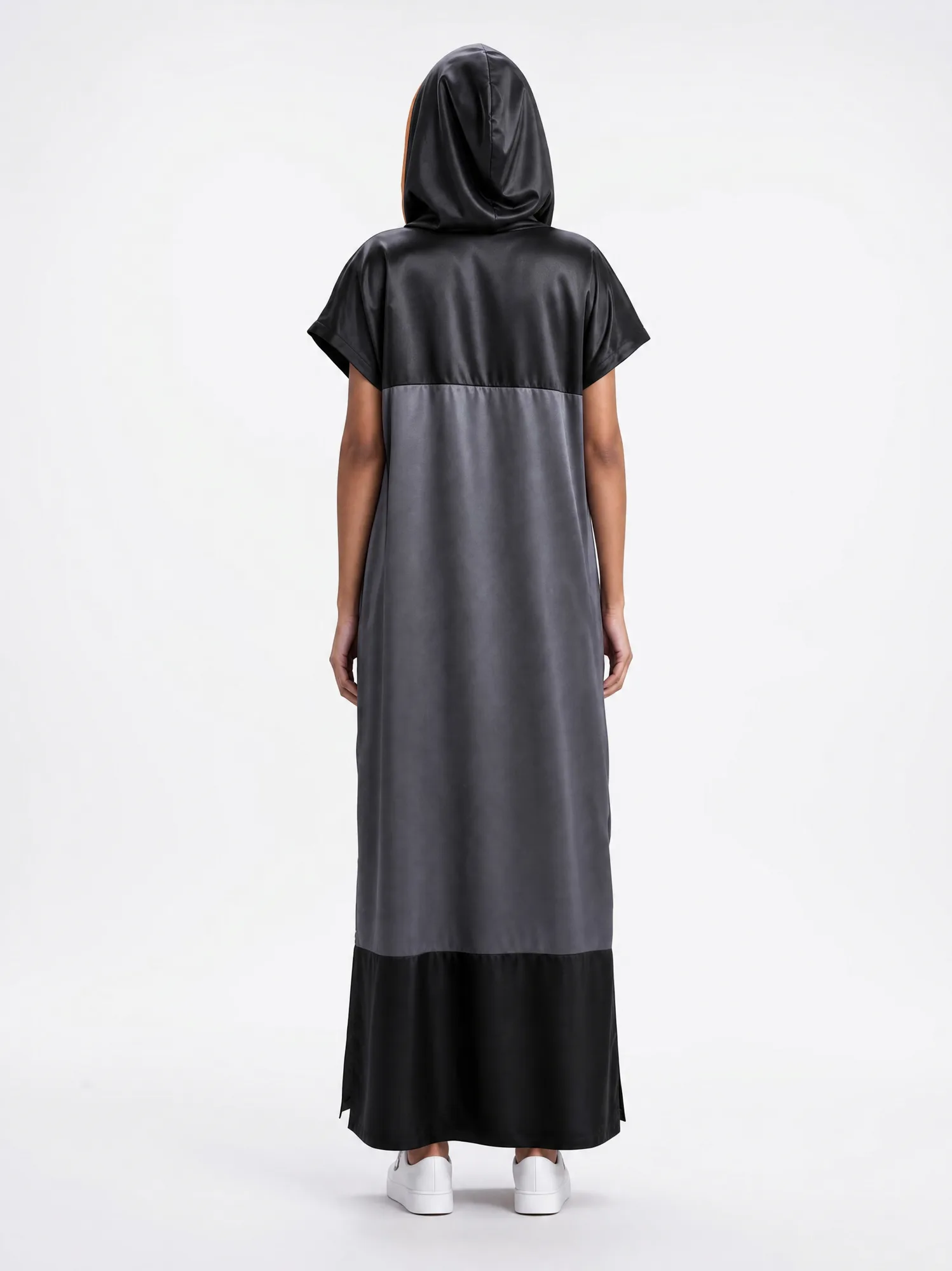 Midnight Satin Hooded Kaftan - view 4