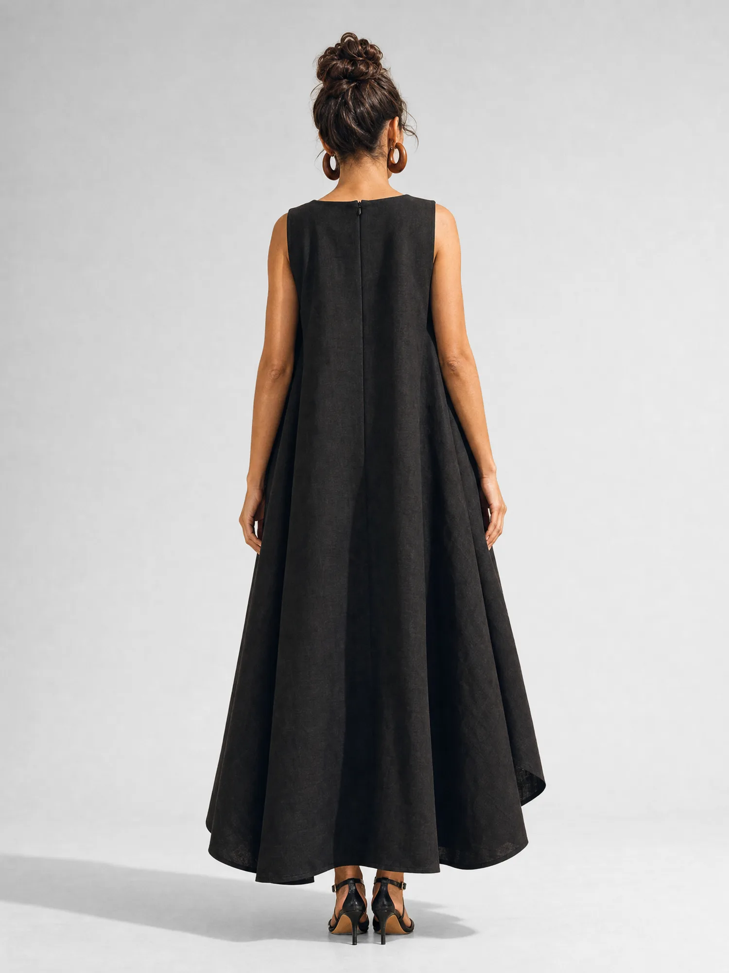 Noir Linen Panel Maxi Dress - view 4