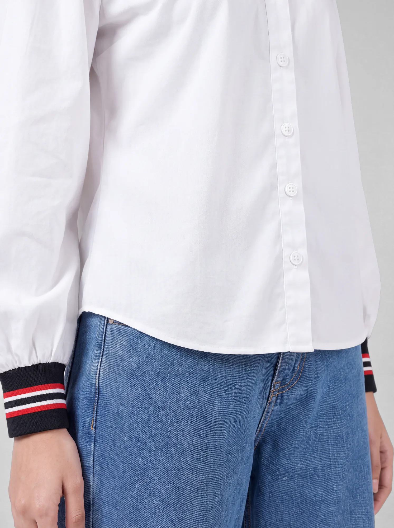 Varsity Trim Off-Shoulder Shirt - view 7